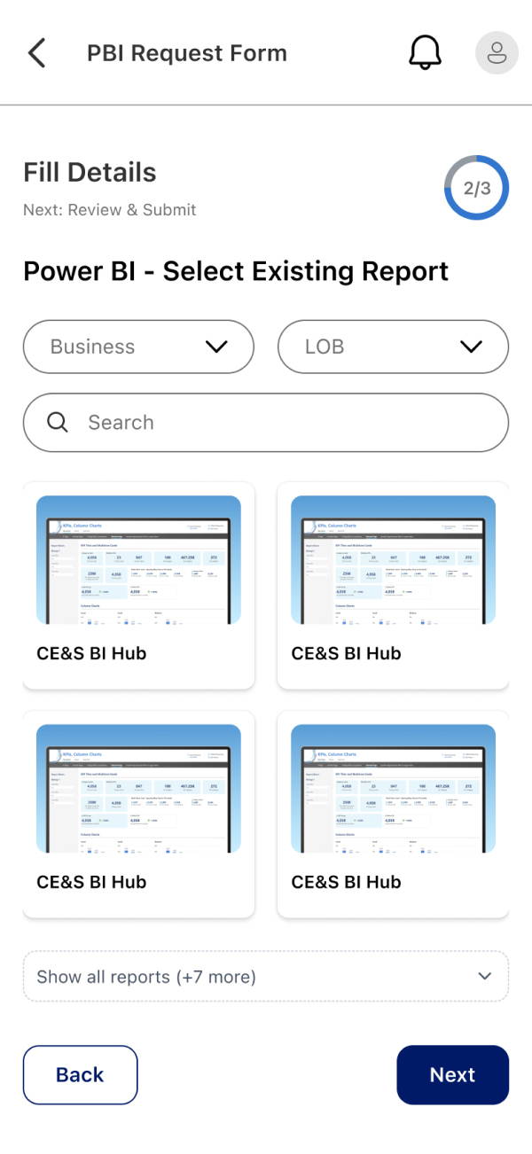 Microsoft mobile request intake interface
